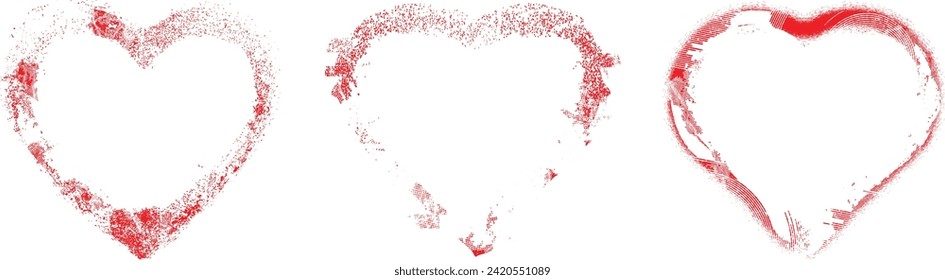 Glitch distorted heart shape . Minimal art design . Noise destroyed heart logo . Trendy defect error shapes . Glitched frame .Broken effect . Grunge texture . Distress effect .vector