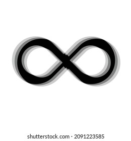 Glitch distorted infinity shape . Blurred loop .Minimal art design . Noise destroyed logo . Trendy defect error shapes . Glitched frame .Broken effect .vector 