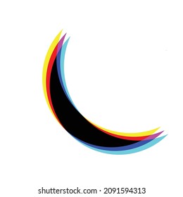 Glitch distorted moon phase . Blurred half circle .Minimal art design . Noise destroyed lunar logo . Trendy defect error shapes . Glitched frame .Broken effect .vector 