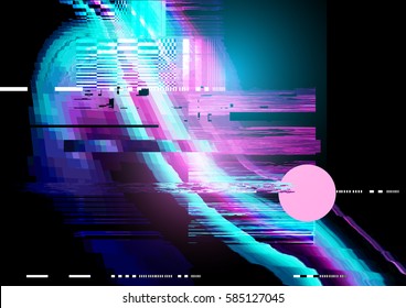 Glitch And Distorted Texture Pattern Background. Vector Illustration