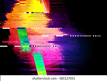 Glitch and distorted texture pattern background. Vector illustration