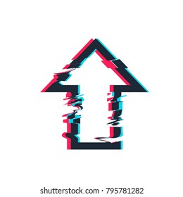 Glitch distortion frame. Vector arrow illustration