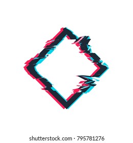 Glitch distortion frame. Vector rhombus illustration