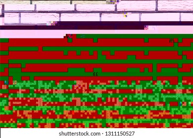 Glitch distress texture. Cyber hacker attack theme creative design template. Grunge glitched color pixel background. EPS10 vector