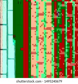 Glitch distress texture. Grunge glitched color pixel background. Cyber hacker attack theme creative design template. EPS10 vector