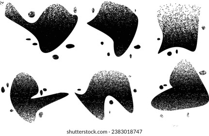 Glitch distressed grungy abstract forms . Blob shape organic. Screen print texture. Template for presentation, banner . Fluid  shape .Grunge textured . Liquid vector shapes with  distress texture .