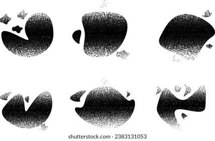 Glitch distressed grungy abstract forms . Blob shape organic. Screen print texture. Template for presentation, banner . Fluid  shape .Grunge textured . Liquid vector shapes with  distress texture .