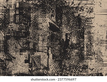 Glitch distressed grungy isolated layers . Design element for brochure, social media, posters, flyers. Overlay texture.Textured banner with Distress effect .Vector halftone dots . Screen print texture
