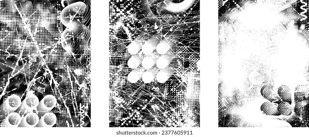 Glitch distressed grungy isolated layers . Design element for brochure, social media, posters, flyers. Overlay texture.Textured banner with Distress effect .Vector halftone dots . Screen print texture
