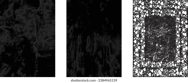 Glitch distressed grungy isolated layers . Design element for brochure, social media, posters, flyers. Overlay texture.Textured banner with Distress effect .Vector halftone dots . Screen print texture