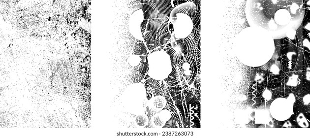 Glitch distressed grungy isolated layers . Design element for brochure, social media, posters, flyers. Overlay texture.Textured banner with Distress effect .Vector halftone dots . Screen print texture