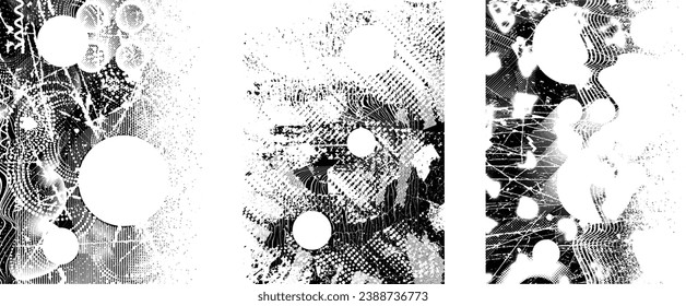 Glitch distressed grungy isolated layers . Design element for brochure, social media, posters, flyers. Overlay texture.Textured banner with Distress effect .Vector halftone dots . Screen print texture