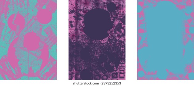 Glitch distressed grungy isolated layers . Design element for brochure, social media, posters, flyers. Overlay texture.Textured banner with Distress effect .Vector halftone dots . Screen print texture