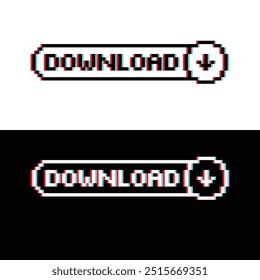 glitch download button 8 bit text download Pixel art 8-bit for game