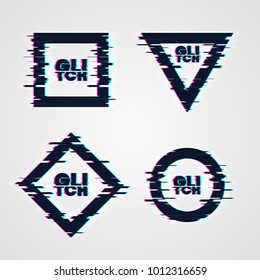 Glitch effect banners, shapes for design, business, flyers. Vector illustration