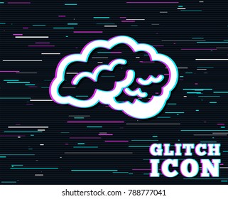 Glitch effect. Brain with cerebellum sign icon. Human intelligent smart mind. Background with colored lines. Vector