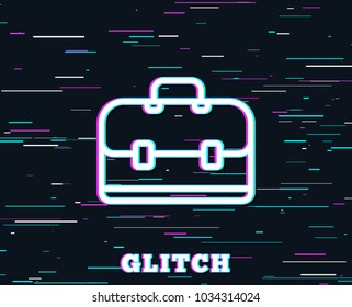 Glitch effect. Business case line icon. Portfolio symbol. Diplomat sign. Background with colored lines. Vector