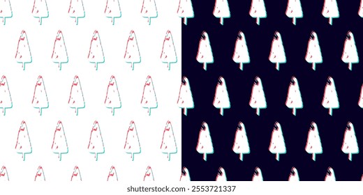 Glitch effect Christmas tree background texture. Grunge Xmas celebration geometric seamless vector pattern tile for clothing, underwear and home textiles