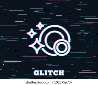 Glitch effect. Cleaning dishes line icon. Dishwasher sign. Clean tableware sign. Background with colored lines. Vector