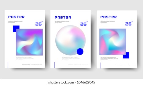 Glitch effect covers design. Eps10 vector. poster bright blue with overflows