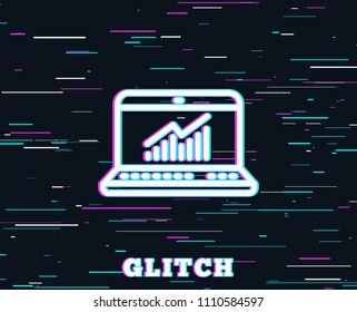 Glitch effect. Data Analysis and Statistics line icon. Report graph or Chart sign. Computer data processing symbol. Background with colored lines. Vector