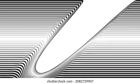 Glitch effect . Distorted  lines .Abstract flow lines background . Fluid wavy shape .Striped linear pattern . Music sound wave . Vector illustration