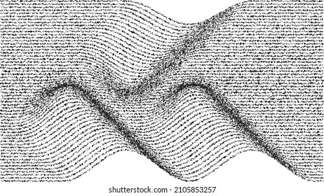 Glitch effect . Distorted speed lines .Abstract flow lines background . Fluid wavy shape .Rough edges .Striped linear pattern . Music sound wave . Vector illustration