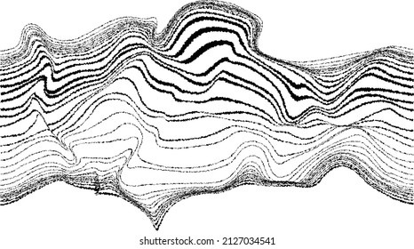 Glitch effect . Distorted speed lines .Abstract flow lines background . Fluid wavy shape .Rough edges .Striped linear pattern . Music sound wave . Vector illustration