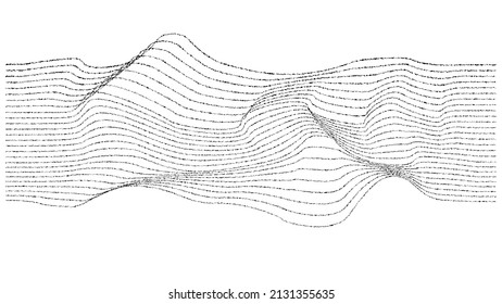 Glitch effect . Distorted speed lines .Abstract flow lines background . Fluid wavy shape .Rough edges .Striped linear pattern . Music sound wave . Vector illustration