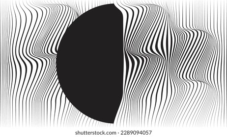 Glitch effect . Distorted speed lines .Abstract flow lines background . Fluid wavy shape .Striped linear pattern . Music sound wave . Vector illustration