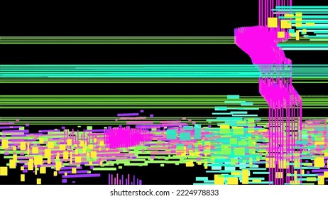 Glitch effect with a glitchy device screen and frozen pixels. Vector abstraction with damage on the screen of the device. Concept of destruction, cyberpunk, future, sci-fi.