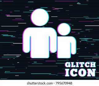 Glitch effect. Group of people sign icon. Share symbol. Background with colored lines. Vector