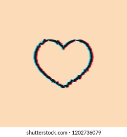 Glitch effect of the heart of love. Vector illustration .