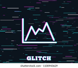 Glitch effect. Line chart icon. Financial growth graph sign. Stock exchange symbol. Background with colored lines. Vector