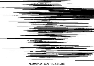 Glitch effect. Linear texture. Parallel and intersecting lines in abstract pattern. Abstract textured effect. Black isolated on white background. Vector illustration. EPS10.