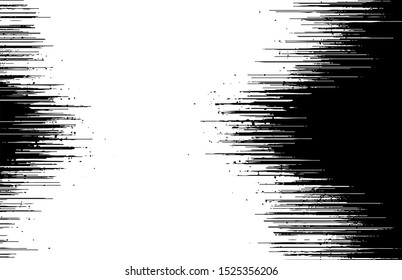 Glitch effect. Linear texture. Parallel and intersecting lines in abstract pattern. Abstract textured effect. Black isolated on white background. Vector illustration. EPS10.