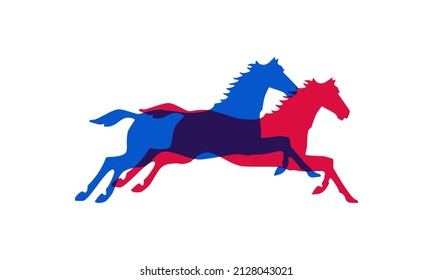 Glitch effect motion running animal horse logo