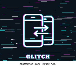 Glitch effect. Phone Communication line icon. Incoming and Outgoing call sign. Conversation or SMS symbol. Background with colored lines. Vector