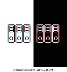glitch effect pixel File Folder icon.  Vector pixel office  Folder 8 bit logo for game