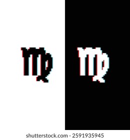 glitch effect pixel Zodiac Symbol icon  sign for 8 bit Maiden Constellation.  game logo
