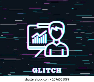 Glitch effect. Presentation line icon. Education board sign. Lecture with Charts symbol. Background with colored lines. Vector
