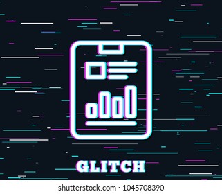 Glitch effect. Report document line icon. Analysis Chart or Sales growth sign. Statistics data symbol. Background with colored lines. Vector