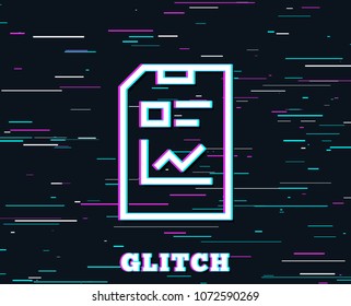 Glitch effect. Report Document line icon. Analysis and Statistics File sign. Paper page concept symbol. Background with colored lines. Vector
