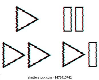 Glitch effect shapes, vector set.