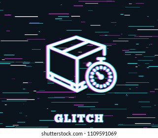 Glitch effect. Shipping tracking line icon. Delivery timer sign. Express logistics symbol. Background with colored lines. Vector