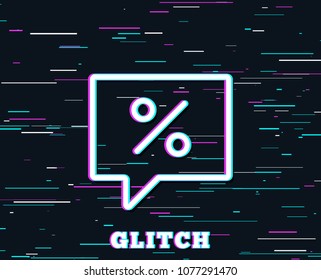 Glitch effect. Shopping speech bubble line icon. Special offer chat sign. Sale with Discounts symbol. Background with colored lines. Vector