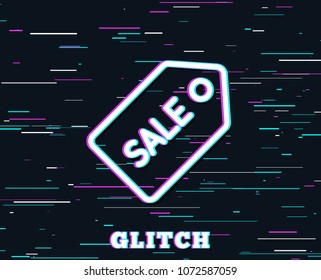 Glitch effect. Shopping tag line icon. Sale Special offer sign. Coupon symbol. Background with colored lines. Vector