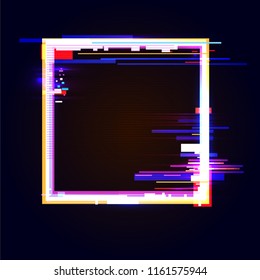 glitch effect in the square , glowing vector illustration , banner