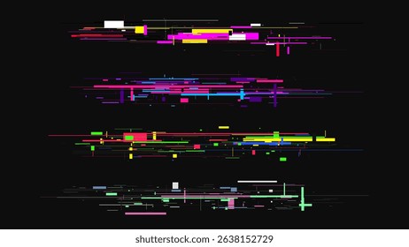 Glitch effect texture. Vector elements set