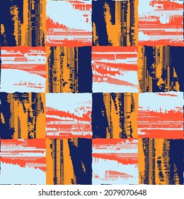 Glitch Effect Textured Tile Checked Pattern